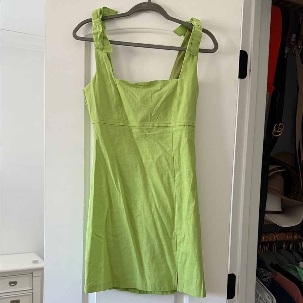 Evolutionary Lime Green Dress with Bow Straps